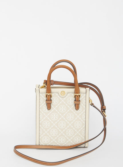 Tory Burch T Monogram Mini Tote Bag in Ivory - Ellie Belle