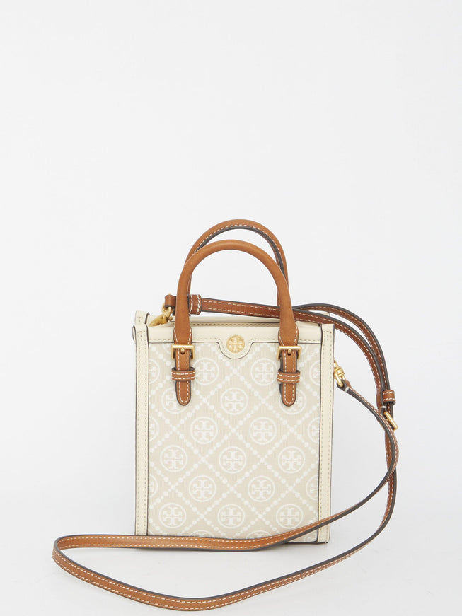 Tory Burch T Monogram Mini Tote Bag in Ivory - Ellie Belle