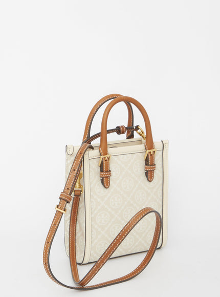 Tory Burch T Monogram Mini Tote Bag in Ivory - Ellie Belle