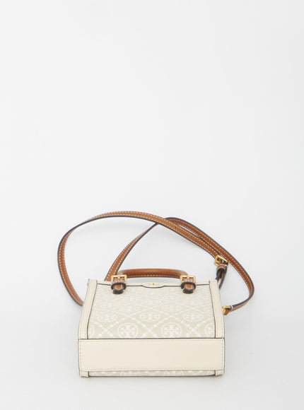 Tory Burch T Monogram Mini Tote Bag in Ivory - Ellie Belle