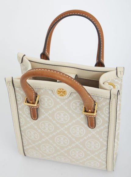 Tory Burch T Monogram Mini Tote Bag in Ivory - Ellie Belle