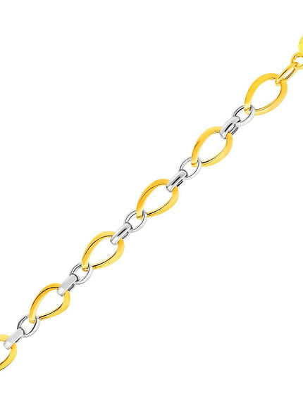 Twisted Oval Chain Bracelet in 14k Two Tone Gold - Ellie Belle