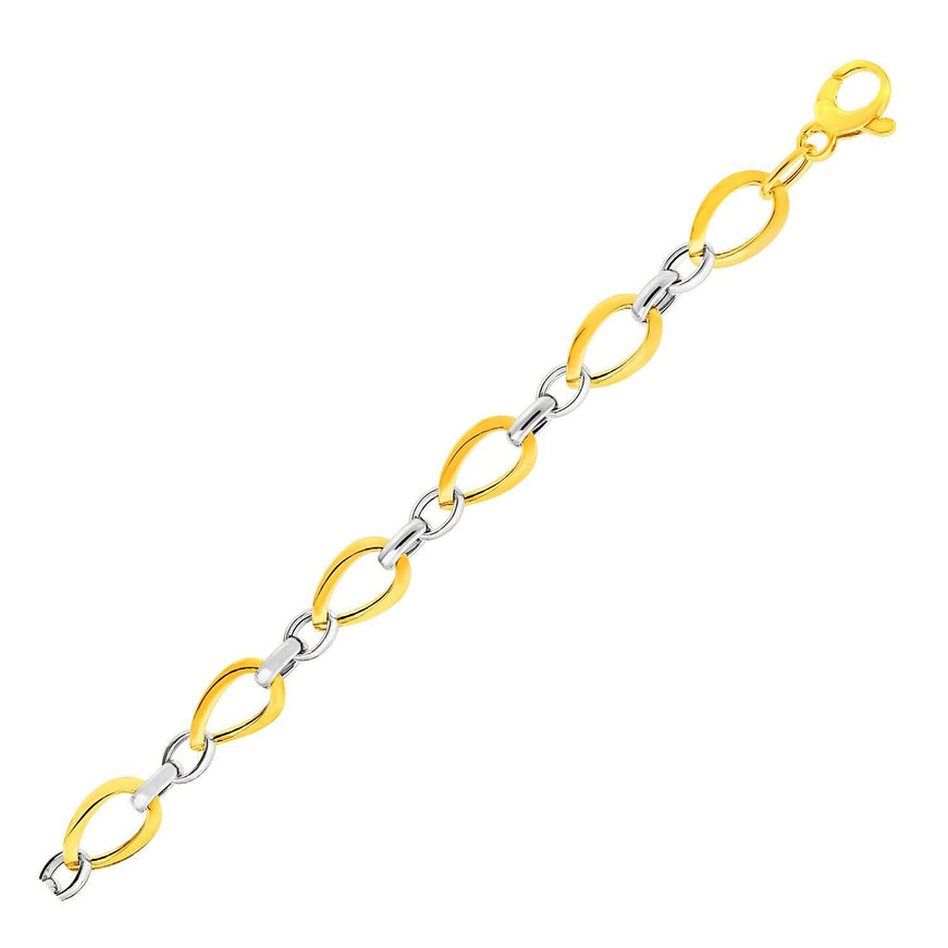 Twisted Oval Chain Bracelet in 14k Two Tone Gold - Ellie Belle