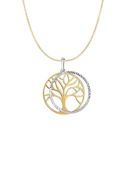 Two Layer Tree Pendant in 14k Two Tone Gold - Ellie Belle