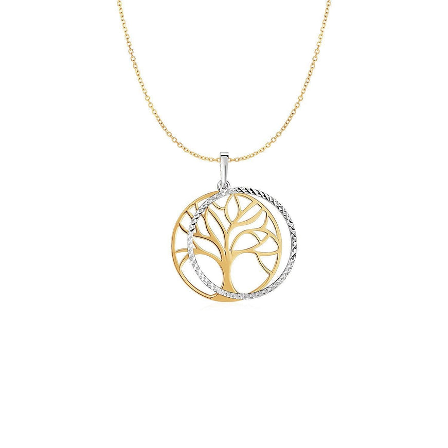 Two Layer Tree Pendant in 14k Two Tone Gold - Ellie Belle