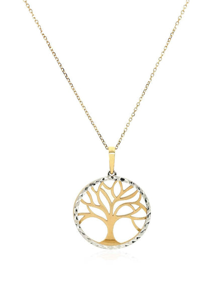 Two Layer Tree Pendant in 14k Two Tone Gold - Ellie Belle