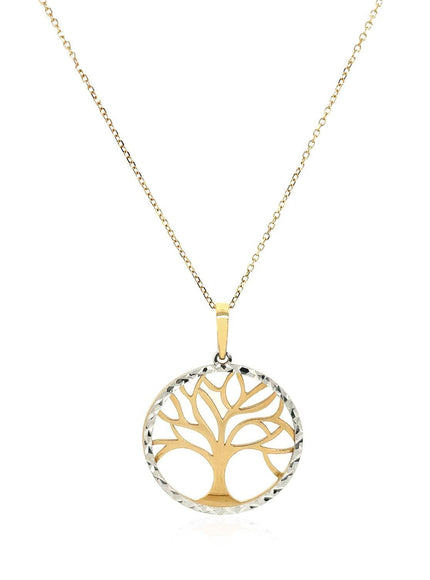 Two Layer Tree Pendant in 14k Two Tone Gold - Ellie Belle