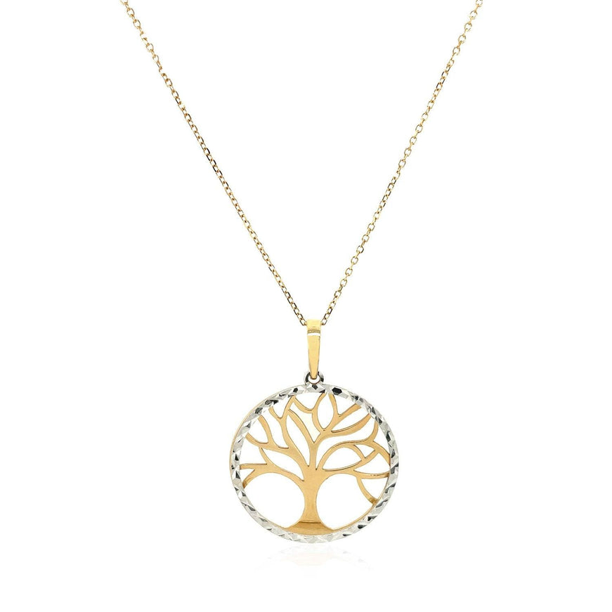 Two Layer Tree Pendant in 14k Two Tone Gold - Ellie Belle