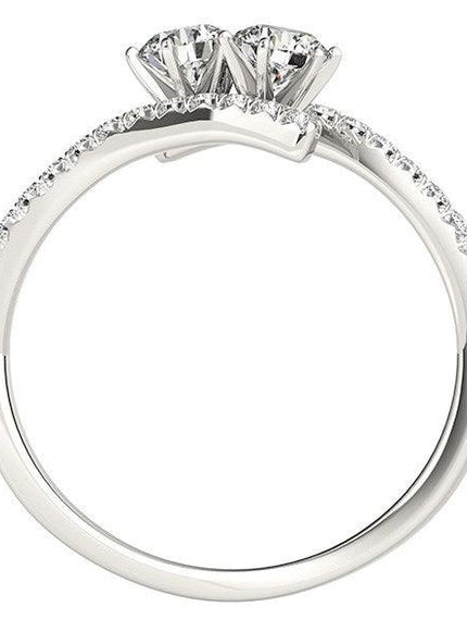 Two Stone Bypass Diamond Ring in 14k White Gold (3/4 cttw) - Ellie Belle