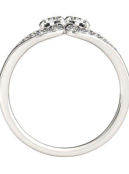 Two Stone Split Shank Design Diamond Ring in 14k White Gold (3/4 cttw) - Ellie Belle