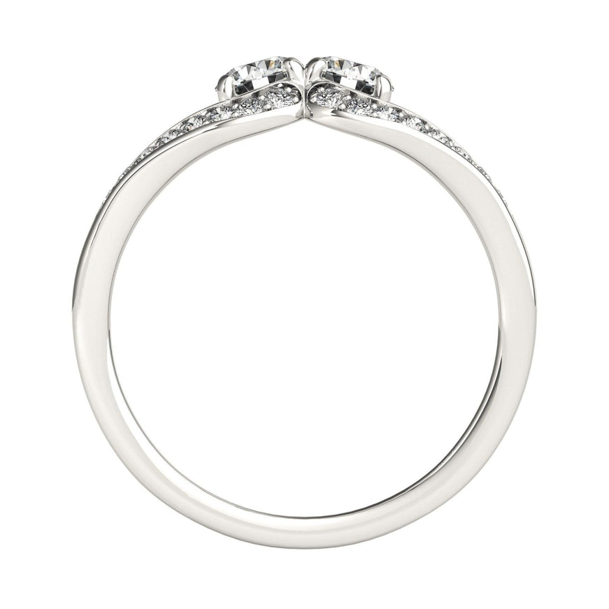 Two Stone Split Shank Design Diamond Ring in 14k White Gold (3/4 cttw) - Ellie Belle