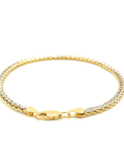 Two-Toned Fine Wheat Chain Bracelet in 10k Yellow and White Gold - Ellie Belle