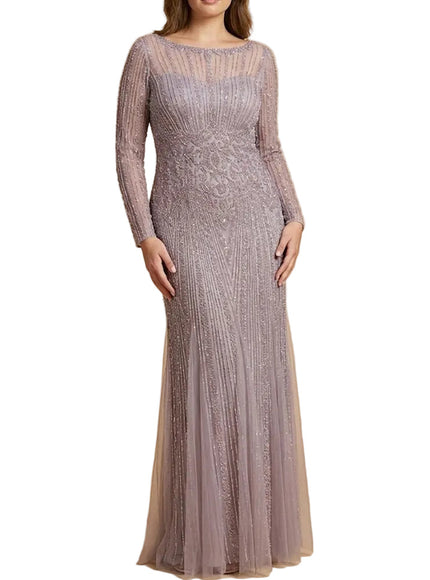 Lara High Neck Beaded Gown Lilac