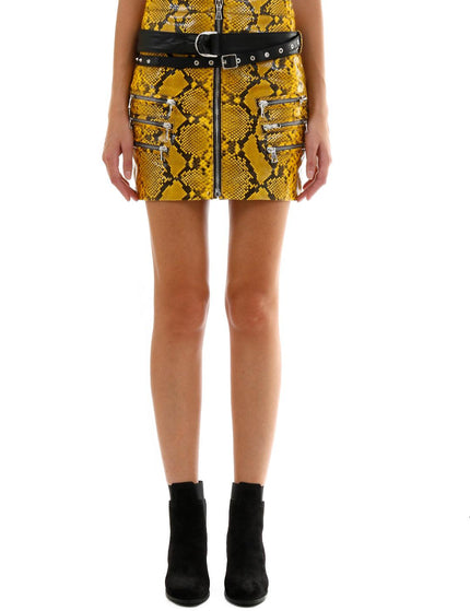 Unravel Yellow Python Leather Skirt - Ellie Belle