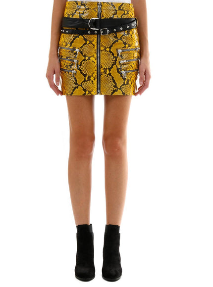 Unravel Yellow Python Leather Skirt - Ellie Belle