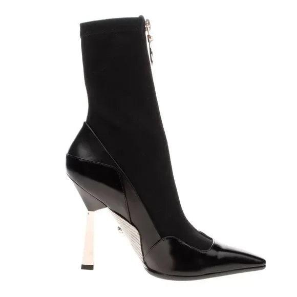 Versace Black Leather Ankle Sock Boots