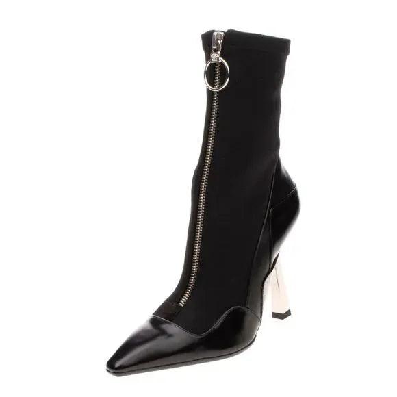 Versace Black Leather Ankle Sock Boots EU 38 - Ellie Belle