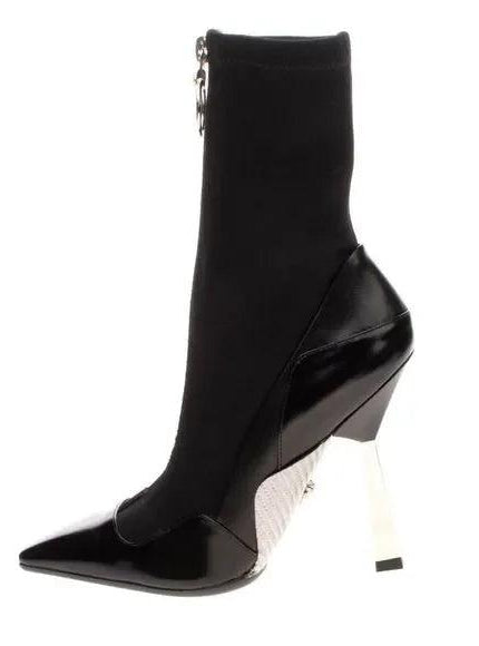 Versace Black Leather Ankle Sock Boots EU 38 - Ellie Belle