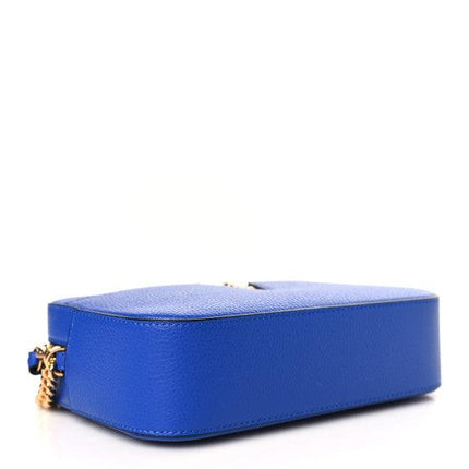 Versace Grainy Calfskin Small Virtus Camera Bag Blue - Ellie Belle