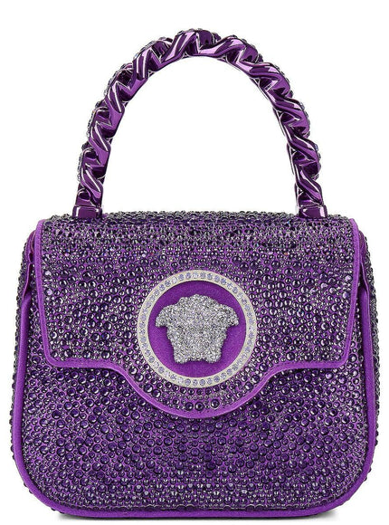 Versace La Medusa Crystal Top Handle Mini Bag Purple - Ellie Belle