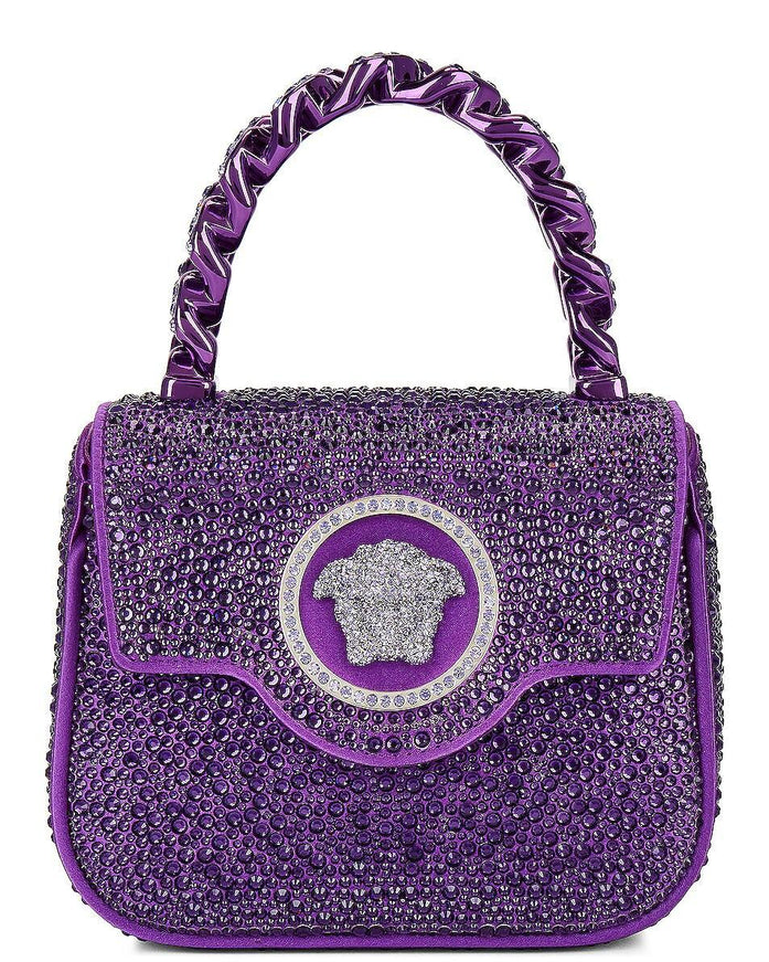 Versace La Medusa Crystal Top Handle Mini Bag Purple - Ellie Belle