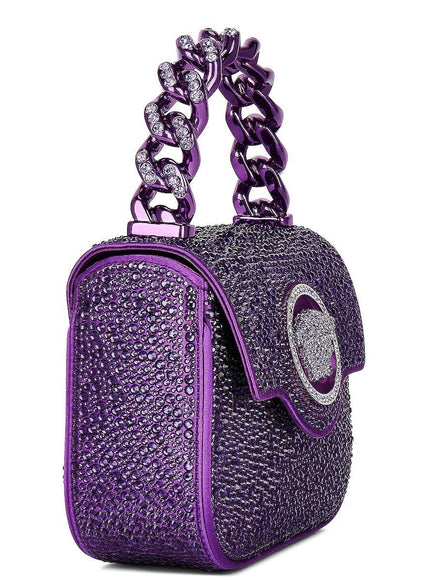 Versace La Medusa Crystal Top Handle Mini Bag Purple - Ellie Belle