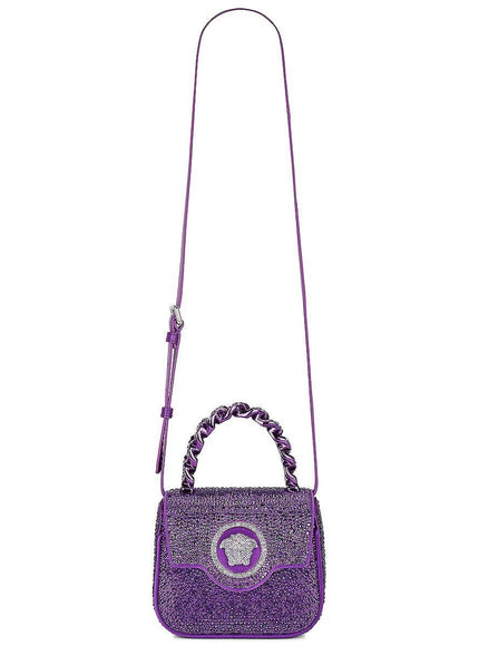 Versace La Medusa Crystal Top Handle Mini Bag Purple - Ellie Belle