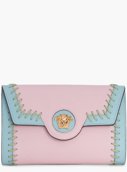 Versace La Medusa Two-Tone Leather Wallet on a Strap - Ellie Belle