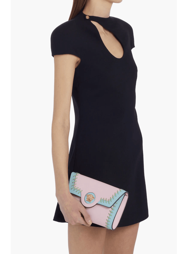 Versace La Medusa Two-Tone Leather Wallet on a Strap - Ellie Belle