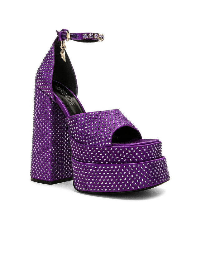 Versace Medusa Aevitas Embellished Platform Sandals Purple - Ellie Belle