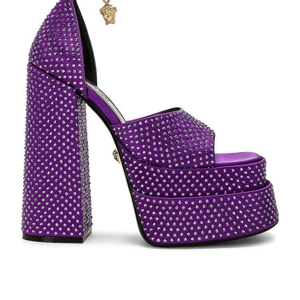 Versace Medusa Aevitas Embellished Platform Sandals Purple - Ellie Belle