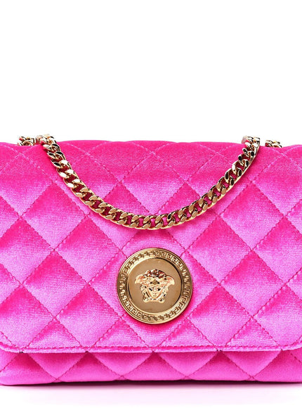 Versace Pink Velvet Quilted Medusa Chain Crossbody Bag - Ellie Belle