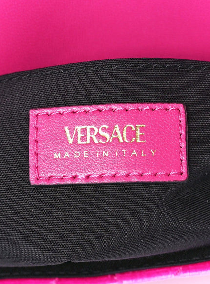 Versace Pink Velvet Quilted Medusa Chain Crossbody Bag - Ellie Belle