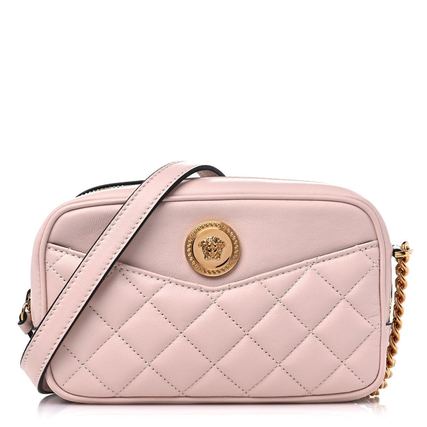 Versace quilted Medusa Icon small camera bag in powder pink