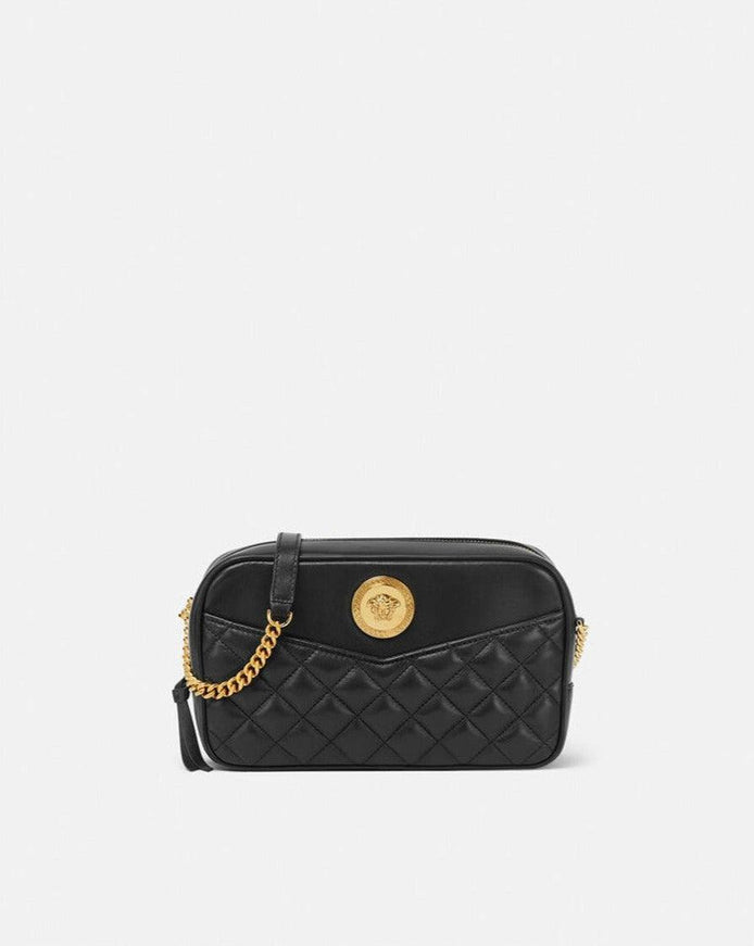 Versace Quilted Medusa Medium Icon Crossbody Bag Black - Ellie Belle