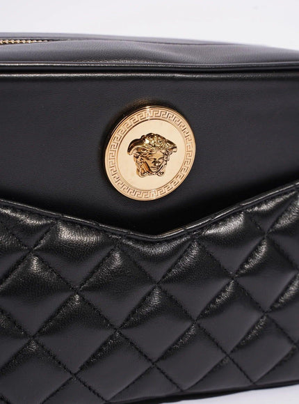 Versace Quilted Medusa Medium Icon Camera Bag Black - Ellie Belle