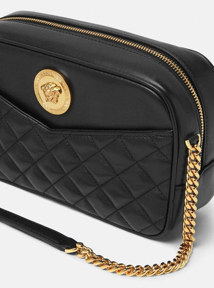 Versace Quilted Medusa Medium Icon Crossbody Bag Black - Ellie Belle