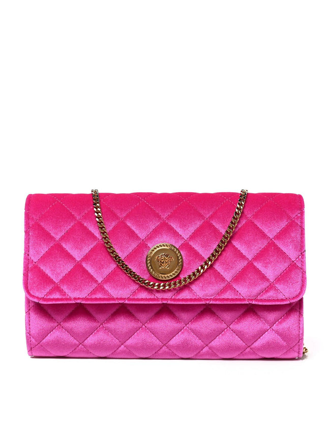 Versace Velvet Quilted Medusa Wallet On Chain Pink - Ellie Belle