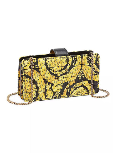 Versace Virtus Barocco-Print Quilted Leather Wallet-On-Chain - Ellie Belle