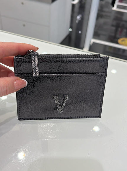 Versace Virtus Black Crackle Leather Wallet - Ellie Belle