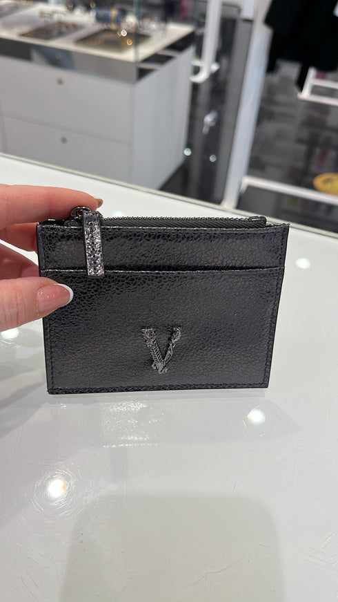 Versace Virtus Black Crackle Leather Wallet - Ellie Belle