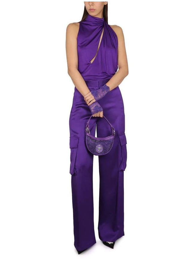 Versace Wide Leg Trousers Cargo Pants Orchid Purple - Ellie Belle