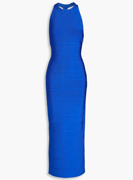 Herve Ledger Paris Bandage Blue Halter Dress