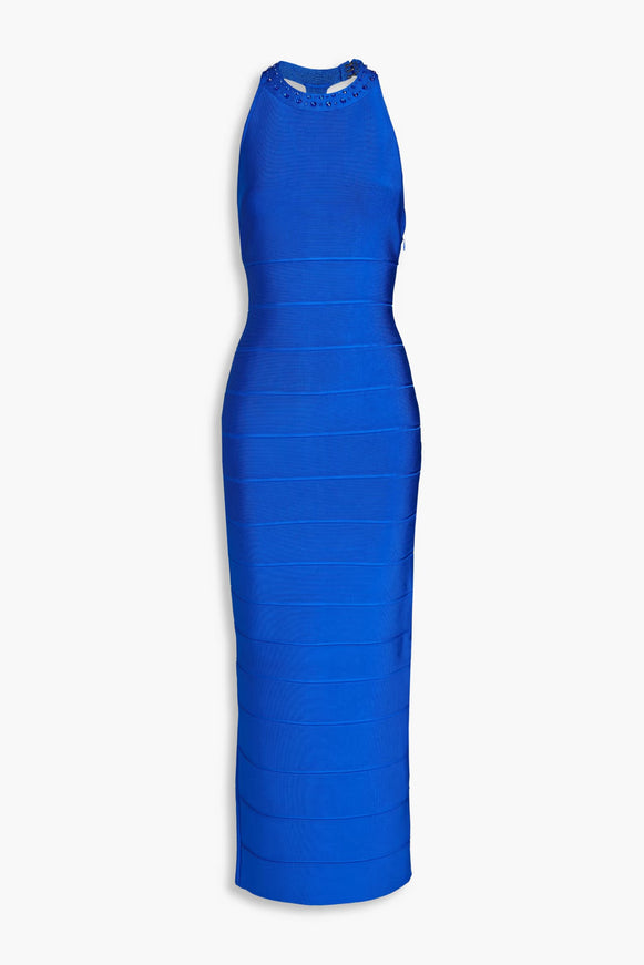 Herve Ledger Paris Bandage Blue Halter Dress