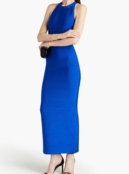 Herve Ledger Paris Bandage Blue Halter Dress
