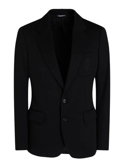 Dolce & Gabbana Men's Embroidered Logo Wool Blazer in Black
