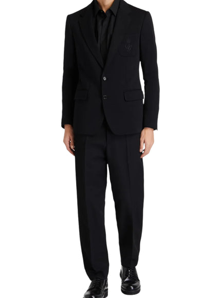 Dolce & Gabbana Men's Embroidered Logo Wool Blazer in Black