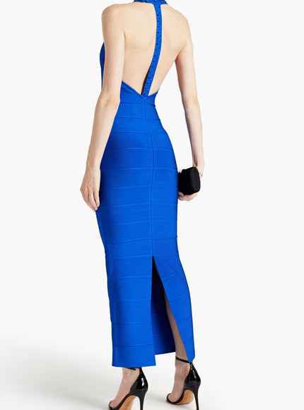 Herve Ledger Paris Bandage Blue Halter Dress