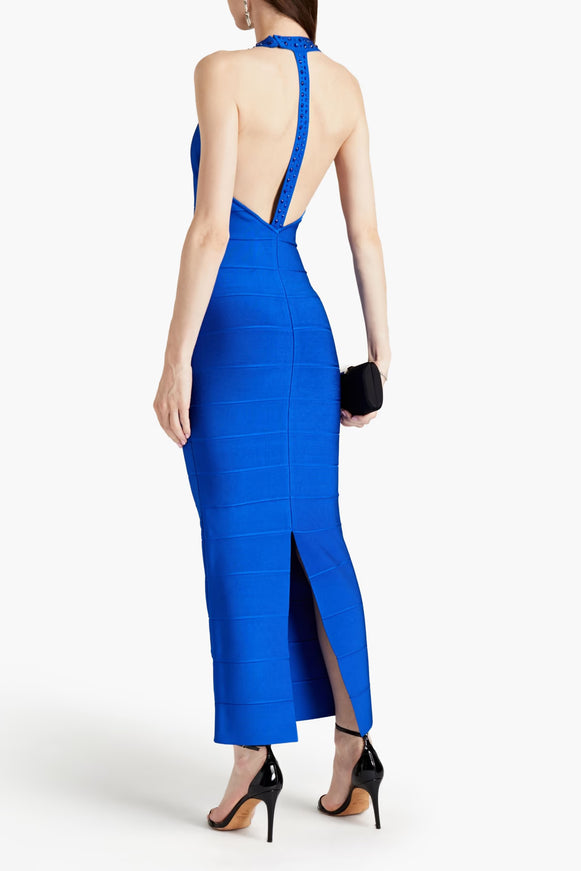 Herve Ledger Paris Bandage Blue Halter Dress
