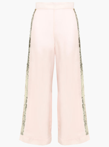 Temperley London Sycamore Sequin-Trimmed Wide-Leg Pants